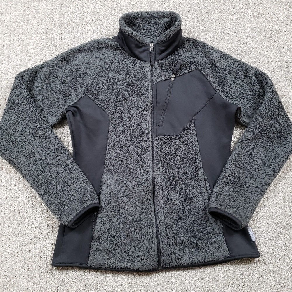 Columbia Jacket Womens Medium Gray Fleece Full Zip Fast Trek Hybrid Sherpa Coat